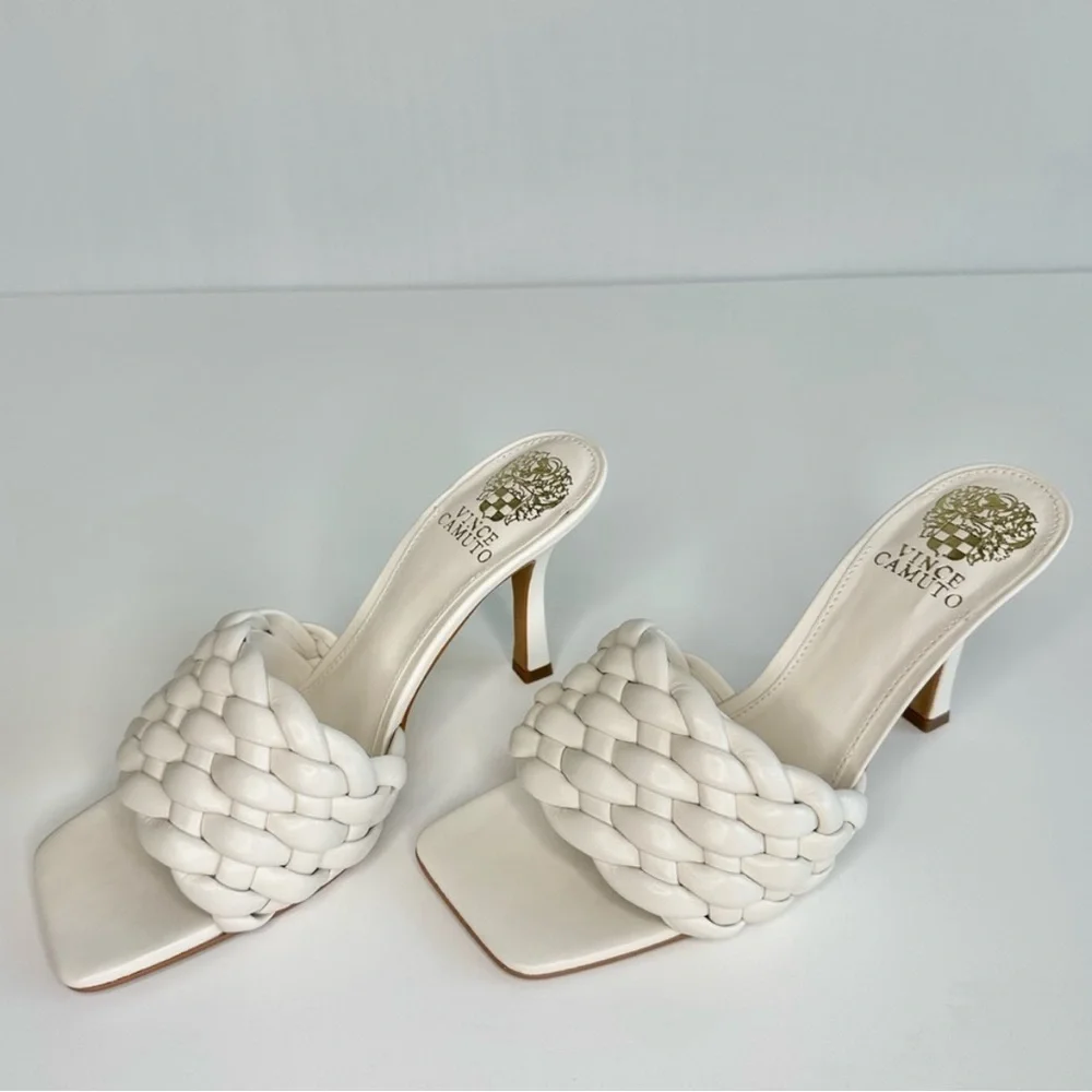 Vince Camuto White Braided Slide Sandals - Picture 2 of 9